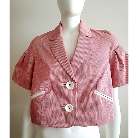 Moschino Red & White Crop Blazer